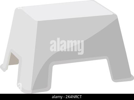 White plastic stool, illustration, vector on a white background. Stock Vector