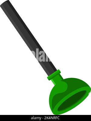Green plunger, illustration, vector on a white background. Stock Vector
