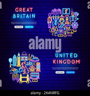 Great Britain Neon Banners Stock Vector