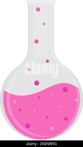 Pink bottle potion, illustration, vector on a white background. Stock Vector