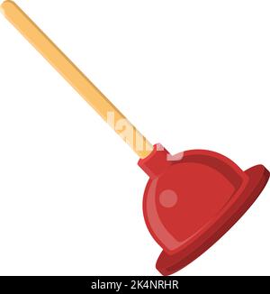 Red toilet plunger, illustration, vector on a white background. Stock Vector