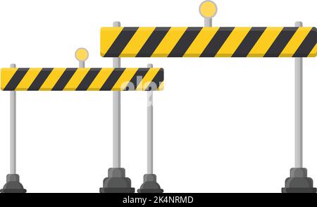Yellow road barriers, illustration, vector on a white background. Stock Vector
