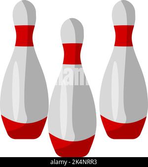 Old bowling pins, illustration, vector on a white background. Stock Vector