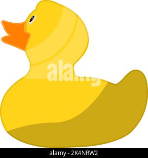 Yellow duck toy, illustration, vector on a white background. Stock Vector
