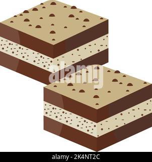 Chocolate brownie, illustration, vector on a white background. Stock Vector