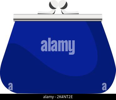Blue womans wallet purse, illustration, vector on a white background. Stock Vector