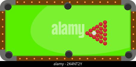 Pool table, illustration, vector on a white background. Stock Vector