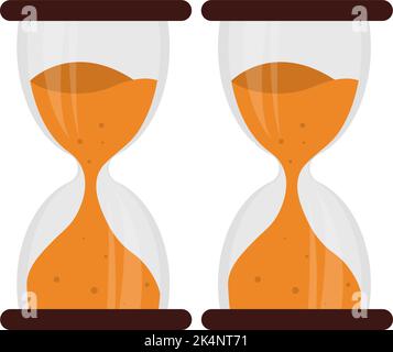 Sand timers, illustration, vector on a white background. Stock Vector