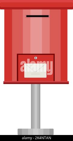 Red postbox, illustration, vector on a white background. Stock Vector