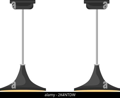 Black ceiling lamps, illustration, vector on a white background. Stock Vector