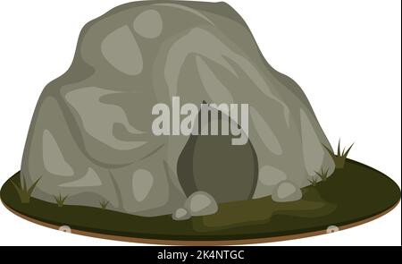 Rock cave, illustration, vector on a white background. Stock Vector