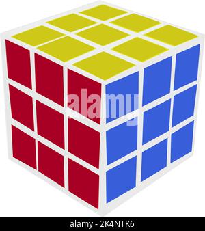 Rubiks cube, illustration, vector on a white background. Stock Vector