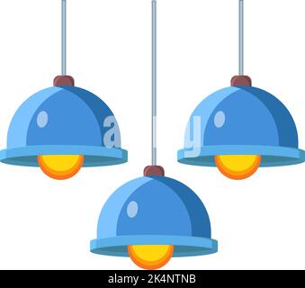 Decorative blue ceiling lamps, illustration, vector on a white background. Stock Vector