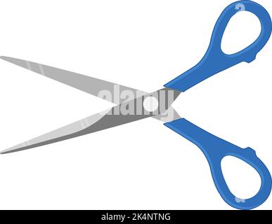 Blue scissors, illustration, vector on a white background. Stock Vector