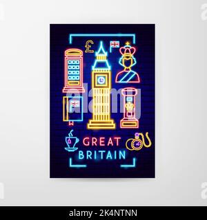 Great Britain Neon Flyer Stock Vector