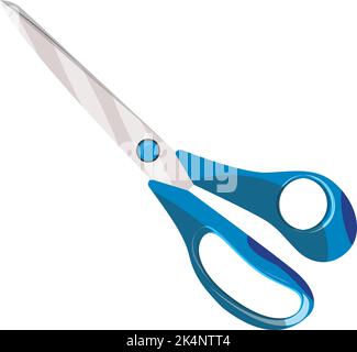 Blue study scissors, illustration, vector on a white background. Stock Vector