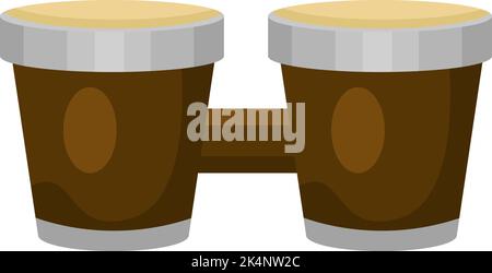 Two bongo drums, illustration, vector on a white background. Stock Vector