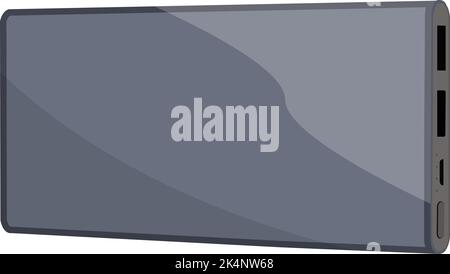 Black power bank, illustration, vector on a white background. Stock Vector