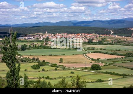 View over the Spanish town of Abejar  in the Spanish province of Soria, in the autonomous community of Castilla y León. Spain Stock Photo