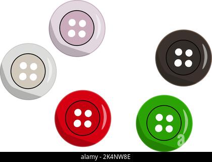 Plastic clothing buttons, illustration, vector on a white background. Stock Vector