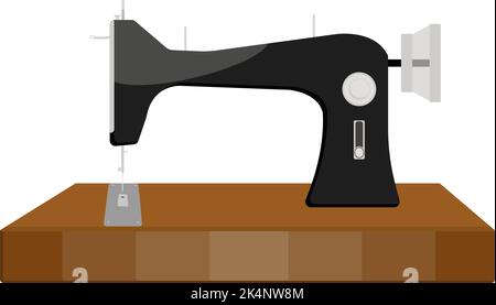 Black sewing machine, illustration, vector on a white background. Stock Vector