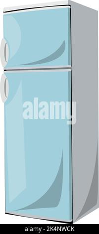 Blue refridgerator, illustration, vector on a white background. Stock Vector