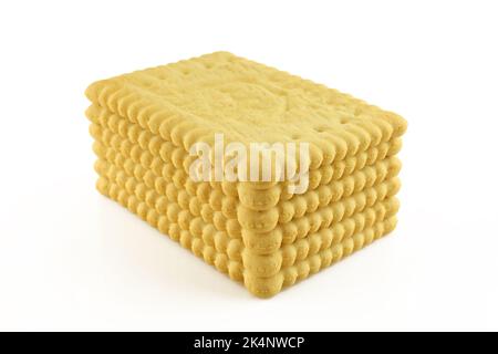 Stacked buttery biscuits isolated on white background Stock Photo