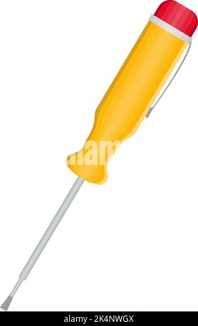Yellow carpentry screwdriver, illustration, vector on a white background. Stock Vector