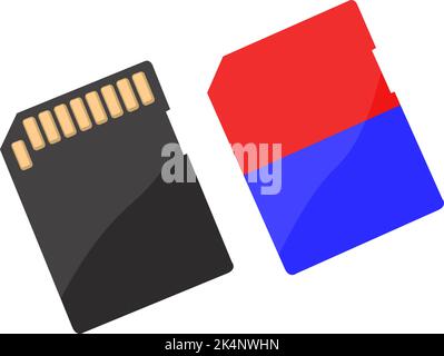 SD Memory cards, illustration, vector on a white background. Stock Vector