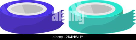Purple and green scotch tape, illustration, vector on a white background. Stock Vector