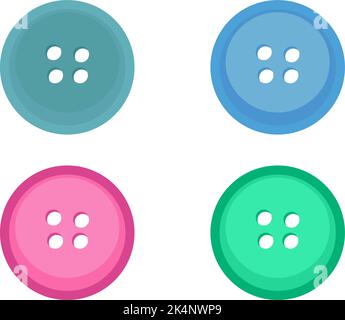 Four clothing buttons, illustration, vector on a white background. Stock Vector