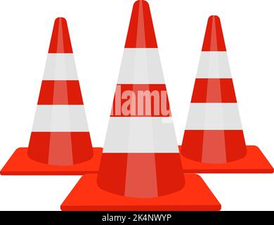 Red traffic cone, illustration, vector on a white background. Stock Vector