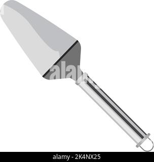 Silver cake spatula, illustration, vector on a white background. Stock Vector