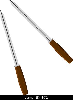 Two brown screwdrivers, illustration, vector on a white background. Stock Vector