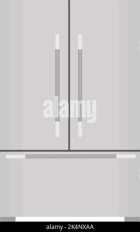 Grey refridgerator, illustration, vector on a white background. Stock Vector