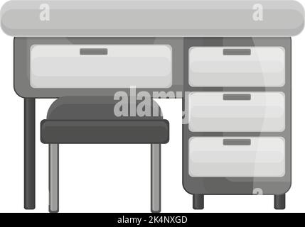 Grey reading table, illustration, vector on a white background. Stock Vector