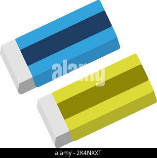 Erasing rubbers, illustration, vector on a white background. Stock Vector