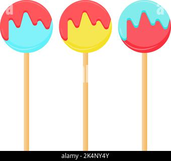 Sweet cake pops, illustration, vector on a white background. Stock Vector