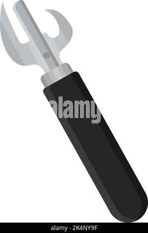Black can opener, illustration, vector on a white background. Stock Vector