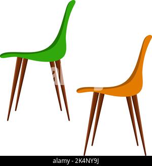 Two chairs, illustration, vector on a white background. Stock Vector