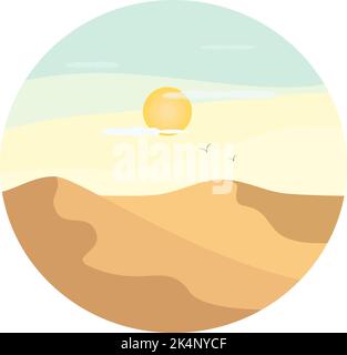 Sand dunes, illustration, vector on a white background. Stock Vector