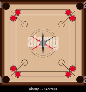 Carrom board game, illustration, vector on a white background. Stock Vector