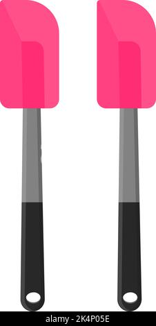 Pink baking spatula, illustration, vector on a white background. Stock Vector