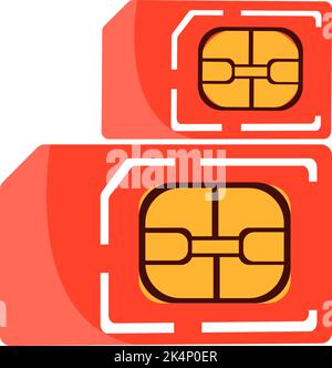 Red sim cards, illustration, vector on a white background. Stock Vector