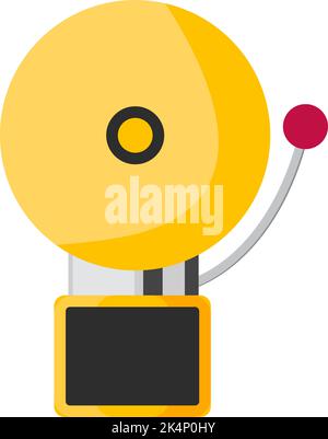 a golden school bell with a red bow rings. flat vector illustration ...