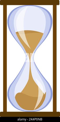 Sand timer clock, illustration, vector on a white background. Stock Vector