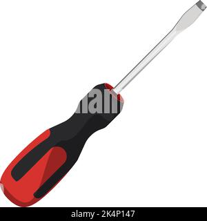Slotted screwdriver, illustration, vector on a white background. Stock Vector
