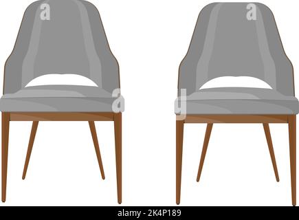 Two grey chairs, illustration, vector on a white background. Stock Vector