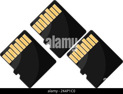 Black SD Cards, illustration, vector on a white background. Stock Vector
