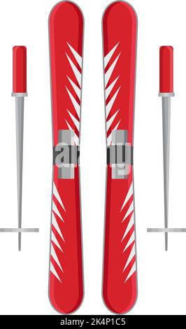 Red snow skiies, illustration, vector on a white background. Stock Vector